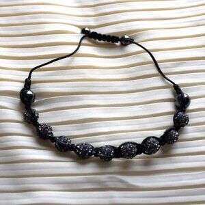 COPY - Black Crystal Shamballa Style adjustable bracelet